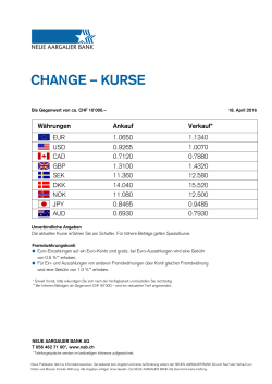 CHANGE – KURSE - Neue Aargauer Bank