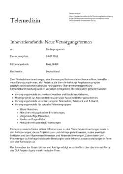 Innovationsfonds: Neue Versorgungsformen