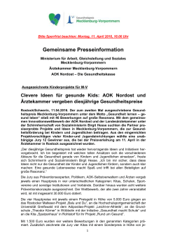 Gemeinsame Presseinformation - Ärztekammer Mecklenburg