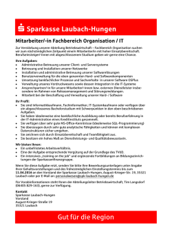 in Fachbereich Organisation / IT - Sparkasse Laubach