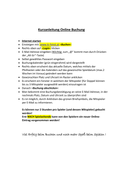 Kurzanleitung Online Buchung