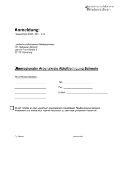 Anmeldung: - Landwirtschaftskammer Niedersachsen