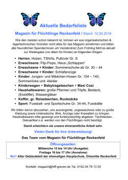 im Magazin f&uuml;r Fl&uuml;chtlinge in Reckenfeld