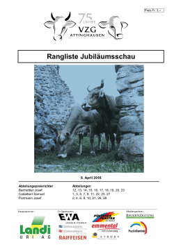 Rangliste - Vieh aus der Zentralschweiz