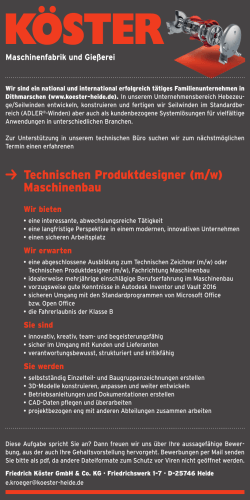 Technische/r Produktdesigner/in Maschinenbau