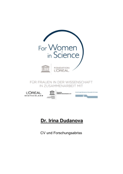 Dr. Irina Dudanova - For women in science