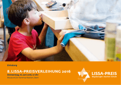 Einladung 8. LISSA-Preisverleihung 2016