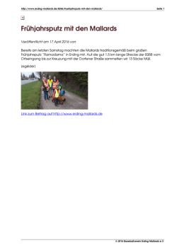 Informationen zum Saisonstart 2016