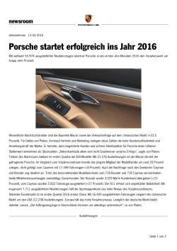 Porsche startet erfolgreich ins Jahr 2016