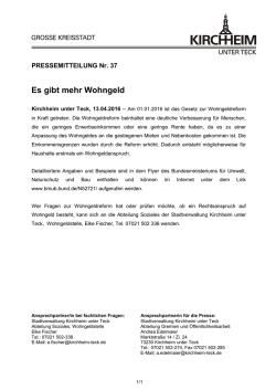 Es gibt mehr Wohngeld - Stadt Kirchheim unter Teck