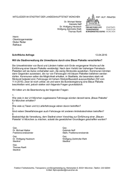 Herrn Oberbürgermeister Dieter Reiter Rathaus Schriftliche