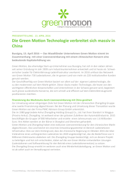Die Green Motion Technologie verbreitet sich massiv in