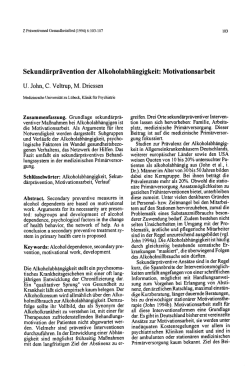 Sekundärprävention der Alkoholabhängigkeit: Motivationsarbeit