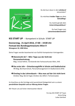 KIS START UP - Kompetent in Schule START UP Donnerstag, 21
