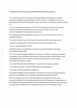 Protokoll über die Gründung des Wirtschaftsverband Germering e.V.