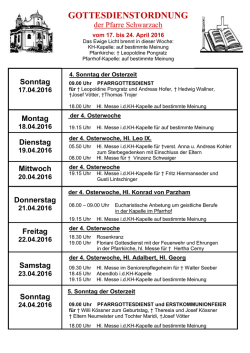 gottesdienstordnung - Pfarre Schwarzach