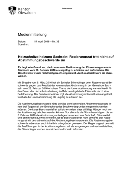 Holzschnitzelheizung Sachseln: Regierungsrat tritt nicht auf