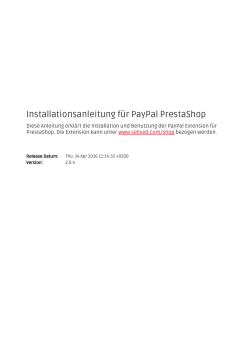 Installationsanleitung für PayPal PrestaShop