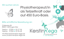 Physiotherapeut/in als Teilzeitkraft oder auf 450 Euro
