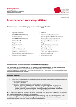 Informationen zum Vorpraktikum