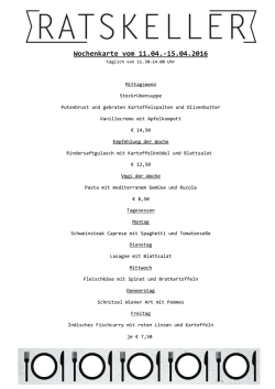 Wochenkarte vom 11.04.-15.04.2016