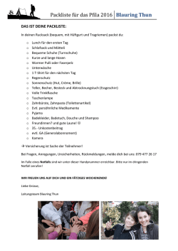 Packliste für das Pfila 2016
