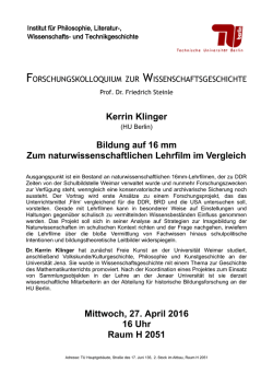 Kerrin Klinger Bildung auf 16 mm Zum naturwissenschaftlichen