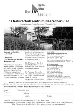 Einladung Naturschutzzentrum Neeracher Ried