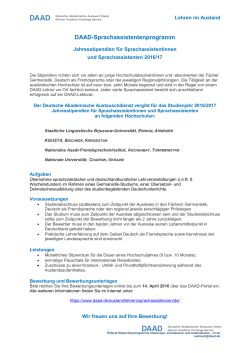 Jahresstipendien f&uuml;r Sprachassistentinn und Sprachassistenten