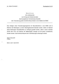 DS161 B - Beschluss - Finanzierung grosser kirchl Bauvorhaben in