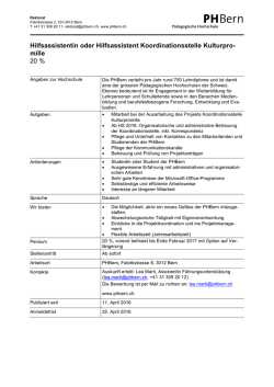 Hilfsassistentin oder Hilfsassistent Koordinationsstelle