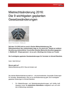 Die 9 wichtigsten geplanten Gesetzesänderungen