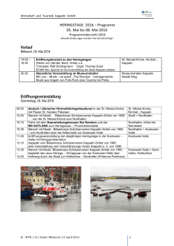 HERINGSTAGE 2016 – Programm 05. Mai bis 08. Mai 2016 Vorlauf