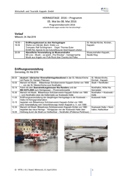 HERINGSTAGE 2016 &ndash; Programm 05. Mai bis 08. Mai 2016 Vorlauf
