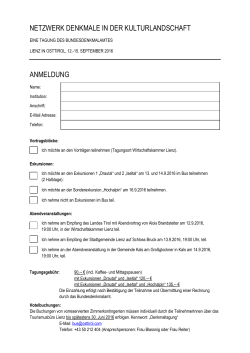 Anmeldeformular Tagung Lienz 2016