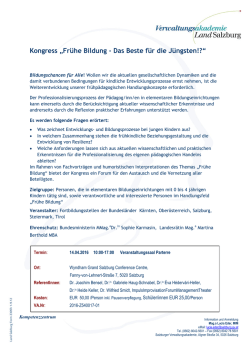 Kongress „Frühe Bildung - Das Beste für die Jüngsten!?“
