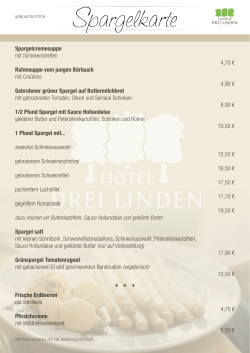 Spargelkarte 2016 - Hotel Drei Linden