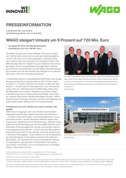 WAGO steigert Umsatz um 9 Prozent auf 720 Mio. Euro