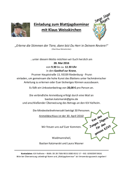 Einladung zum Blattjagdseminar mit Klaus Weisskirchen