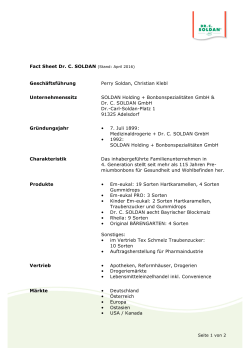 Fact Sheet Dr. C. SOLDAN (Stand: April 2016) Geschäftsführung
