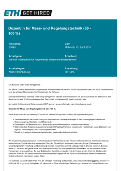 Dozent/in f&uuml;r Mess- und Regelungstechnik (80 - 100
