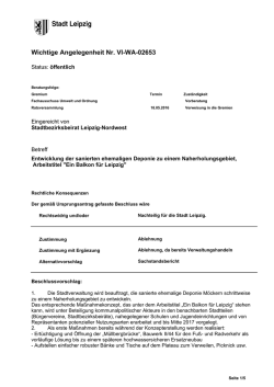 Die Wichtige Angelegenheit als Antrag f&uuml;r den Stadtrat.