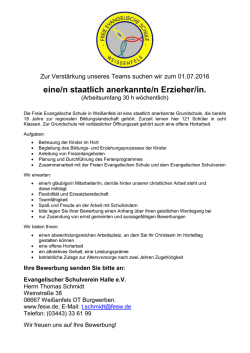 eine/n staatlich anerkannte/n Erzieher/in.