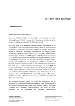 Presseinformation Ardian erwirbt Gantner Holding - Boerse