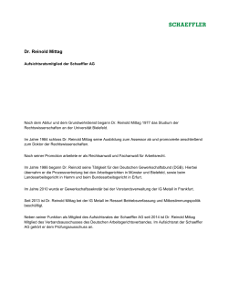 Dr. Reinold Mittag: Aufsichtsratsmitglied der Schaeffler AG