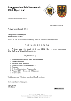 Einladung Festversammlung 2016 - Junggesellen Schützenverein