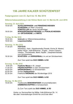 Festprogramm St. Hubertus Schützen 2016 - SBSV 8 Köln-Kalk