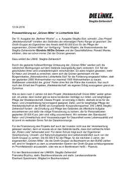 Presseerklärung vom 12.04.16 - DIE LINKE. Steglitz