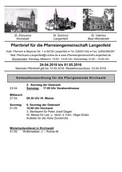 Pfarrbrief für die Pfarreiengemeinschaft Langenfeld
