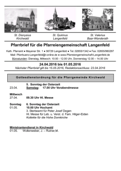 Pfarrbrief f&uuml;r die Pfarreiengemeinschaft Langenfeld